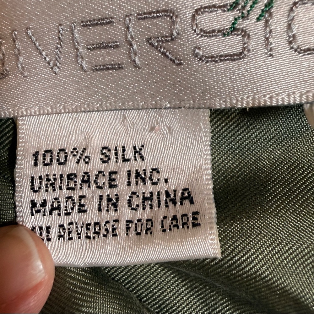 Diversions‎ 100 Silk Button Down Sage Safari M Top Oversized Long Sleeve Utility - Picture 5 of 12